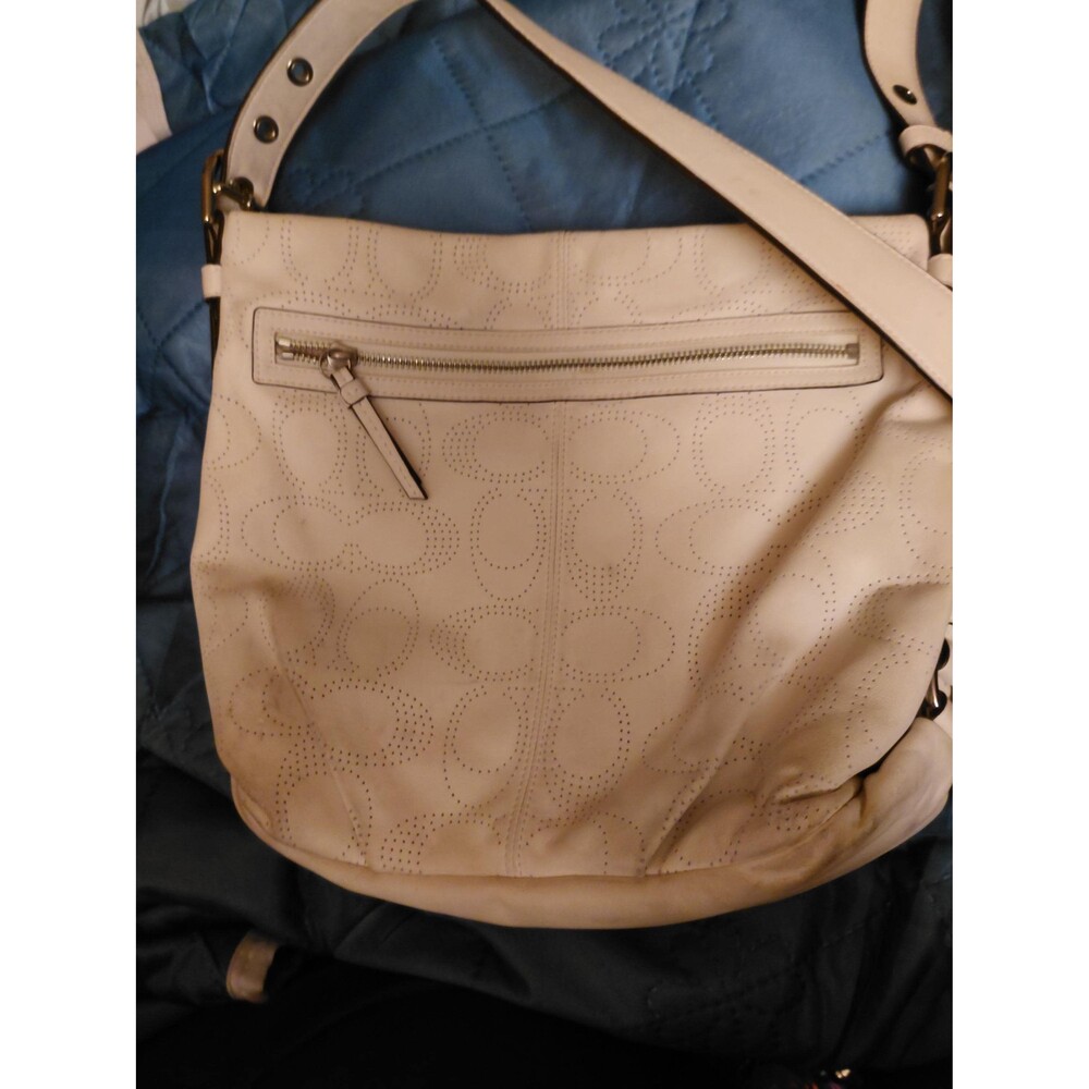 Coach Perforated White Leather Duffel